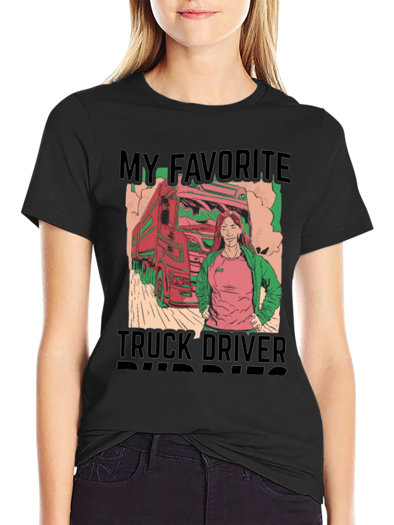 Black My Favorite Truck Driver Buddies Graphic T-Shirt view 2