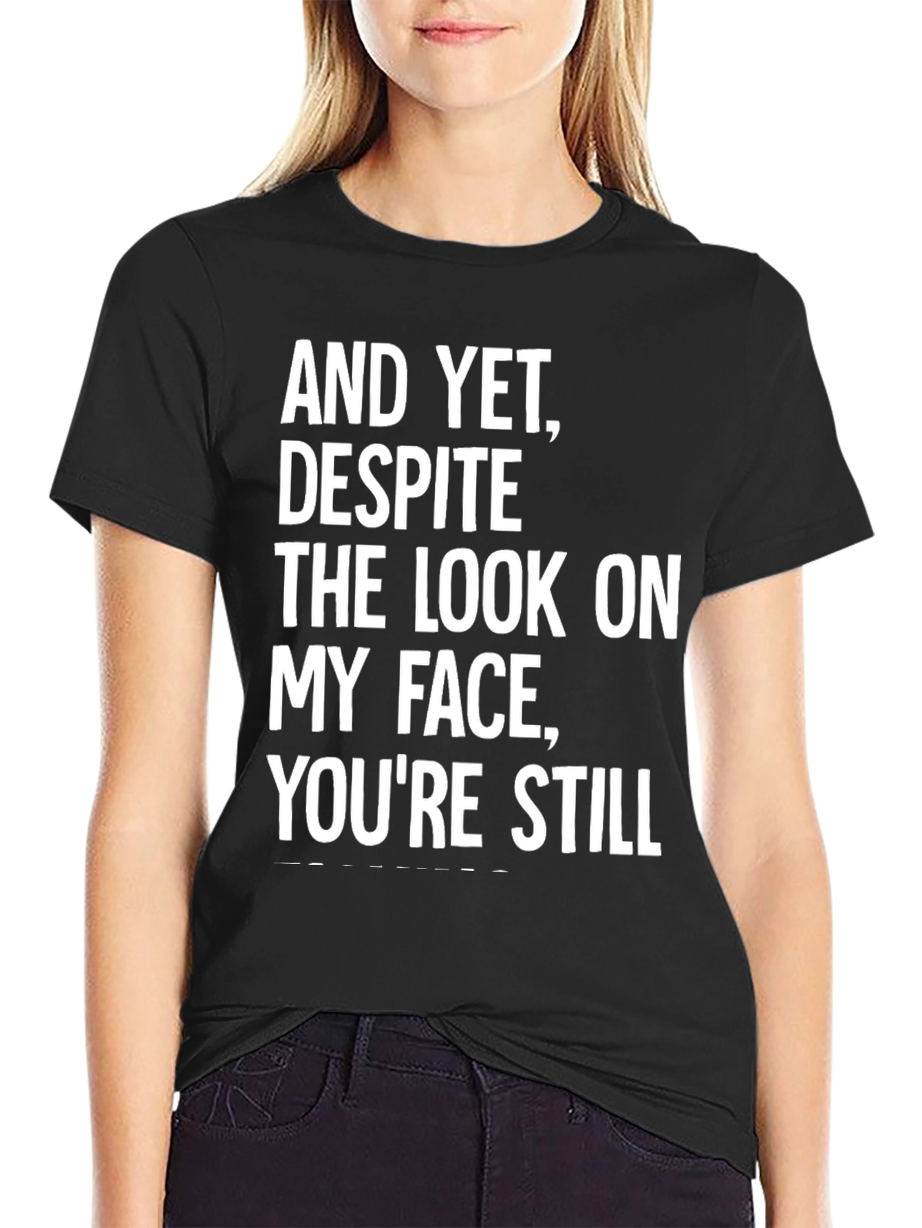 Black Funny Sarcastic Graphic Print T-Shirt view 2