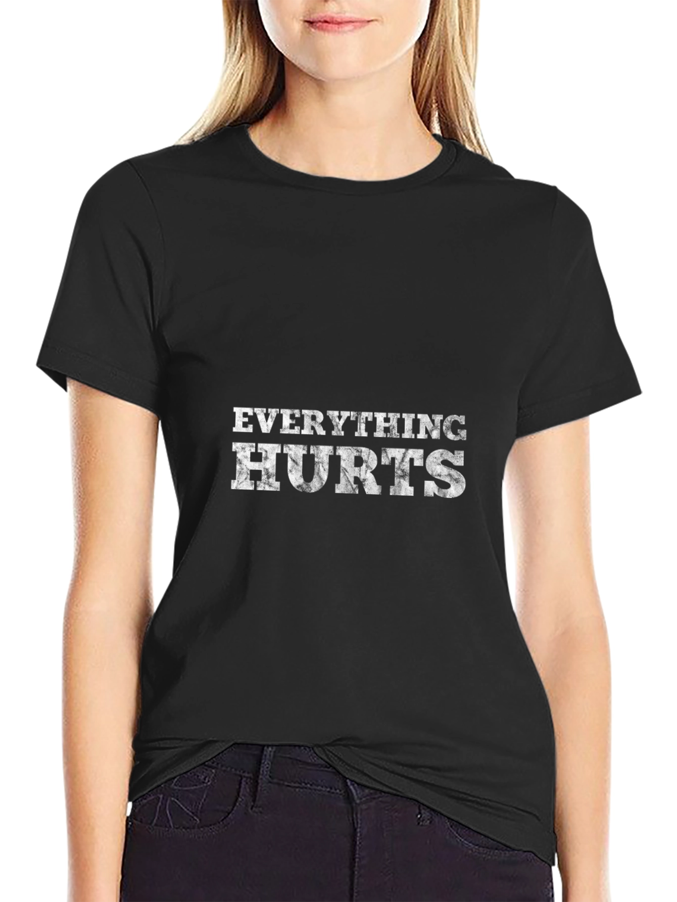 Black Everything Hurts Graphic T-Shirt view 2