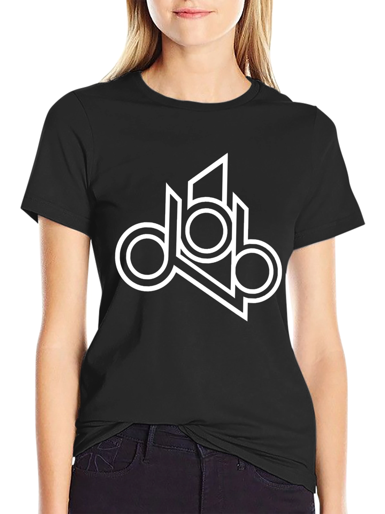 Black Modern Geometric Logo T-Shirt - Black view 2