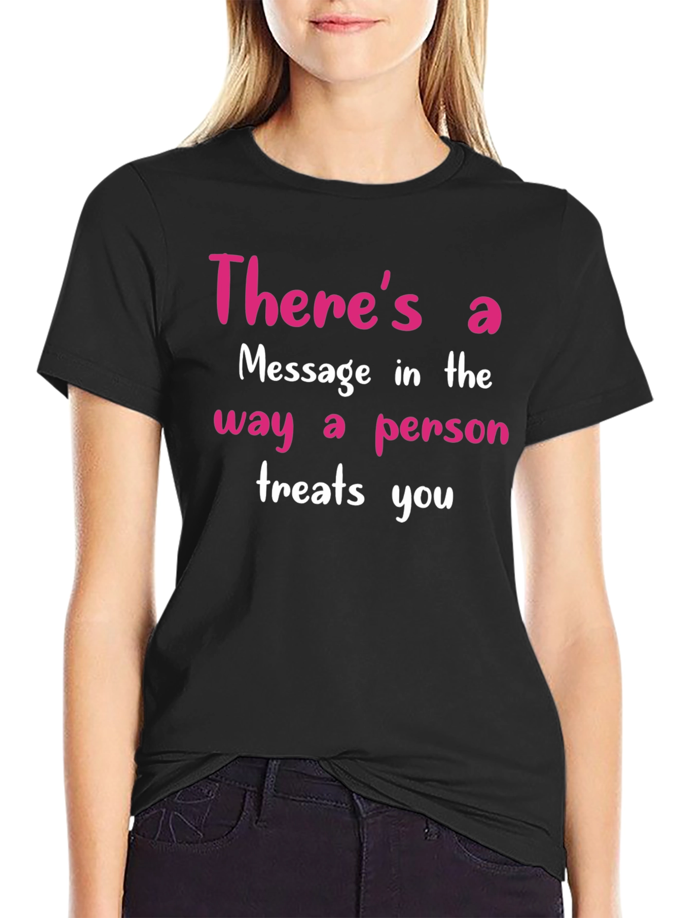 Black Inspirational Message T-Shirt - Treat Others Well view 2