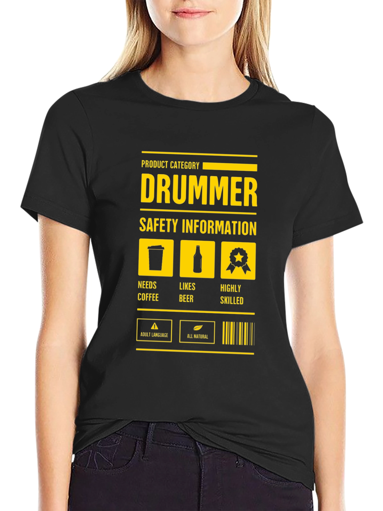 Drummer Safety Information Black T-Shirt - 2