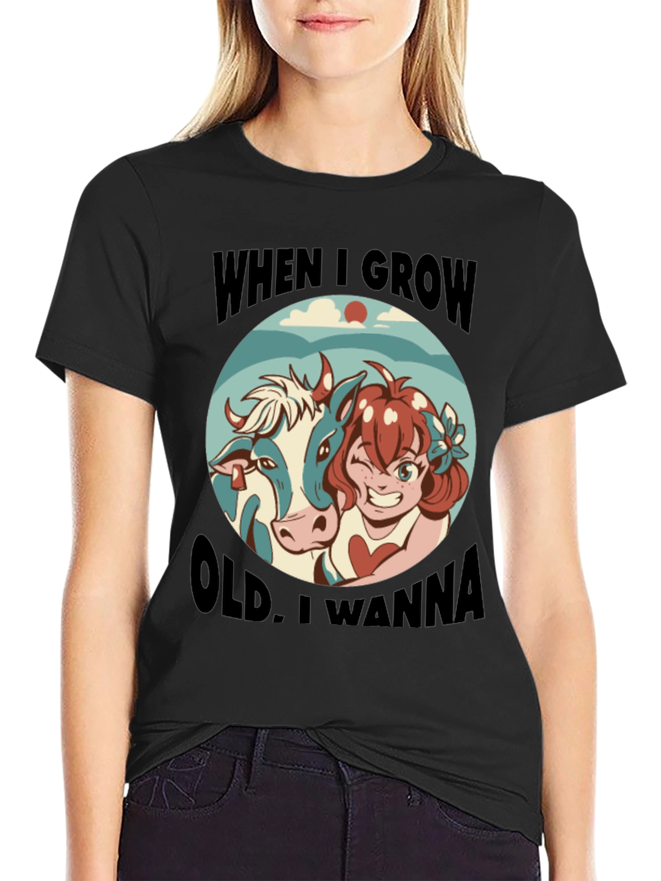 Black Humorous 'When I Grow Old' Graphic Tee view 2
