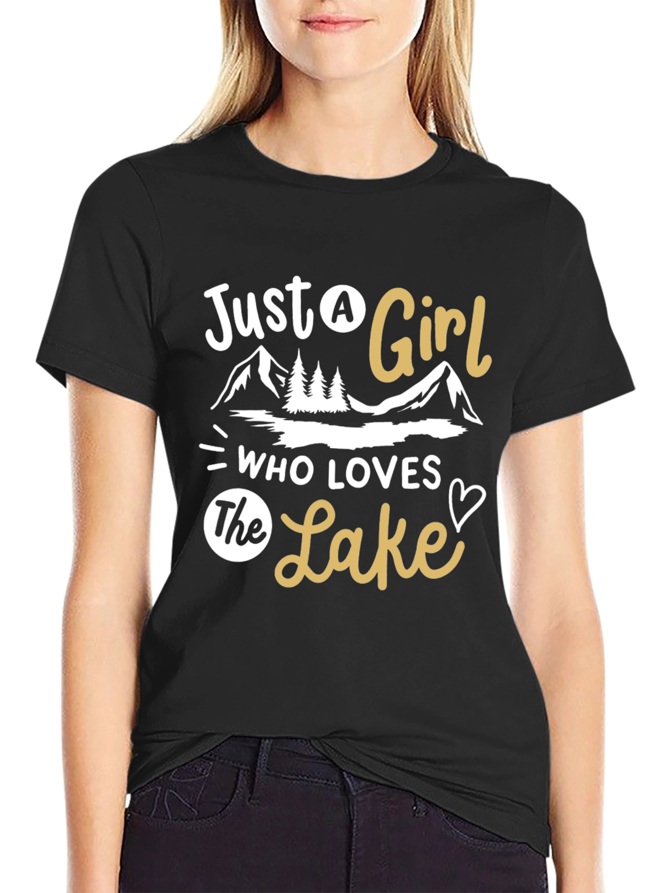 Black Lake Lover T-Shirt - Just A Girl Who Loves The Lake view 2