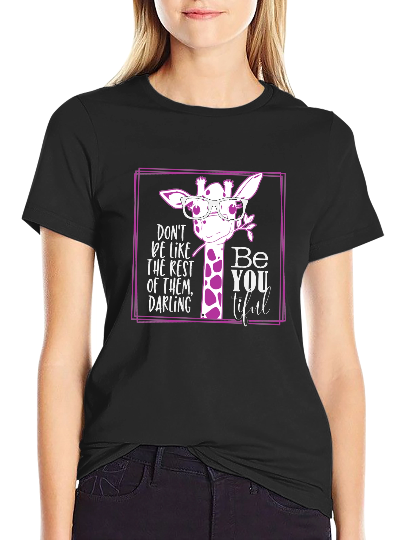 Black Be You Tiful Giraffe T-Shirt view 2