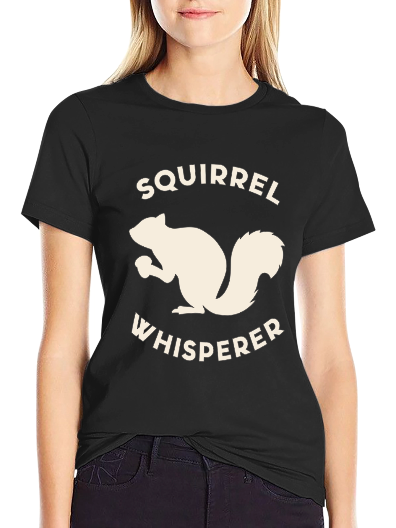 Black Squirrel Whisperer Graphic T-Shirt - Men's Black Tee view 2