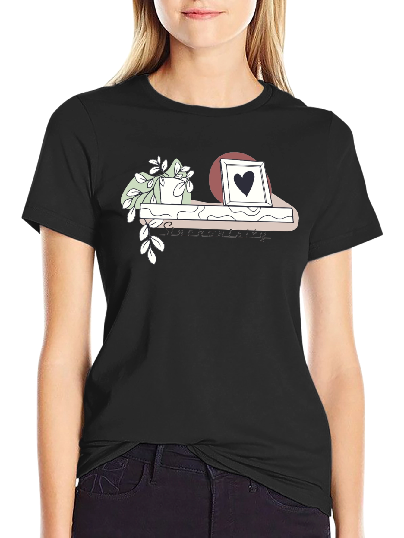 Black Shelf Plant Graphic Tee - Modern Style view 2