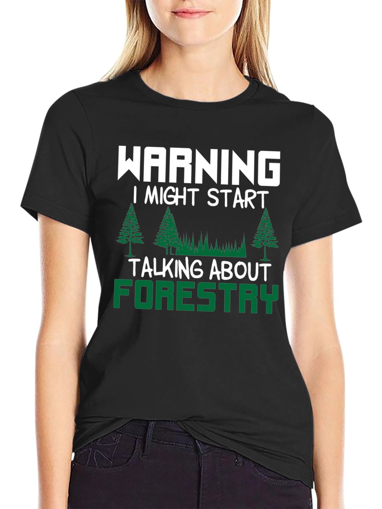 Black Warning Forestry T-Shirt view 2
