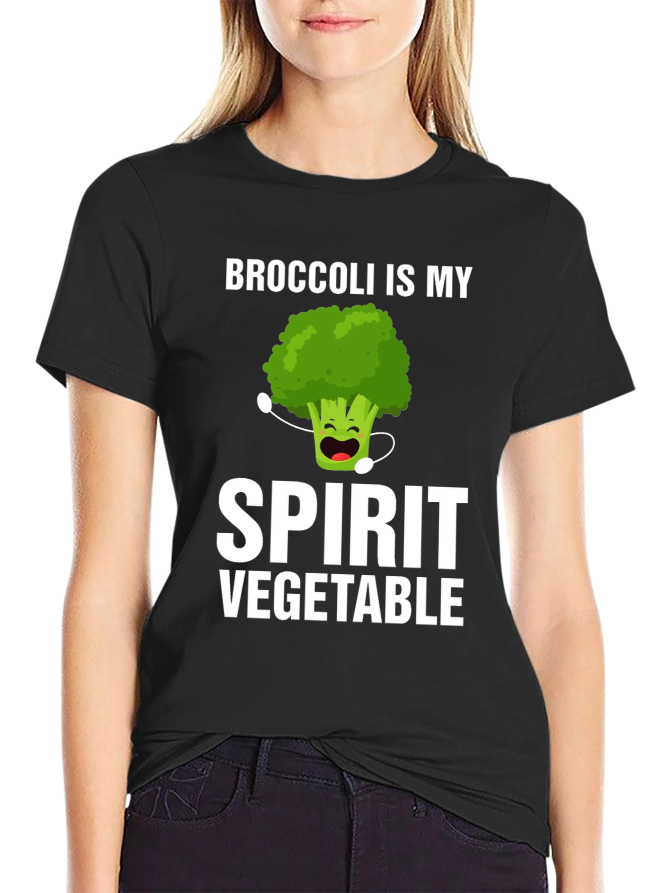 Black Broccoli Spirit Vegetable T-Shirt Funny Foodie Tee view 2
