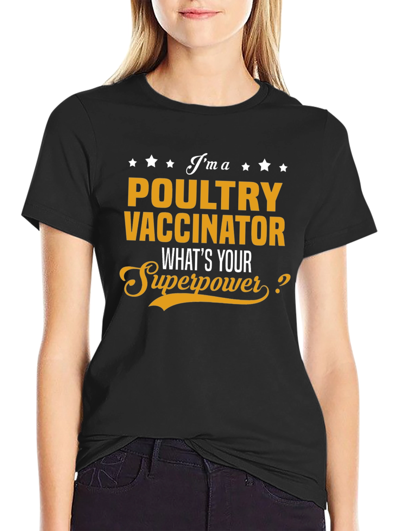 Black Poultry Vaccinator Superpower T-Shirt view 2