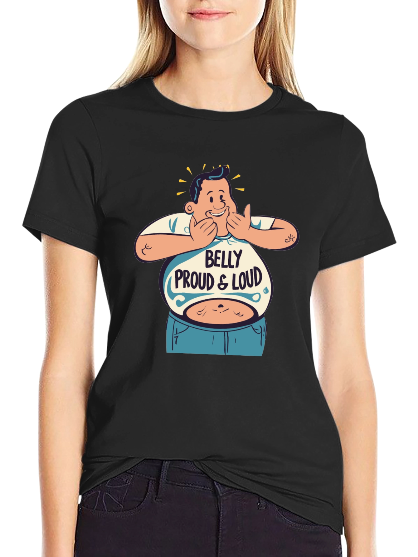 Black Belly Proud & Loud T-Shirt - Funny Graphic Tee view 2