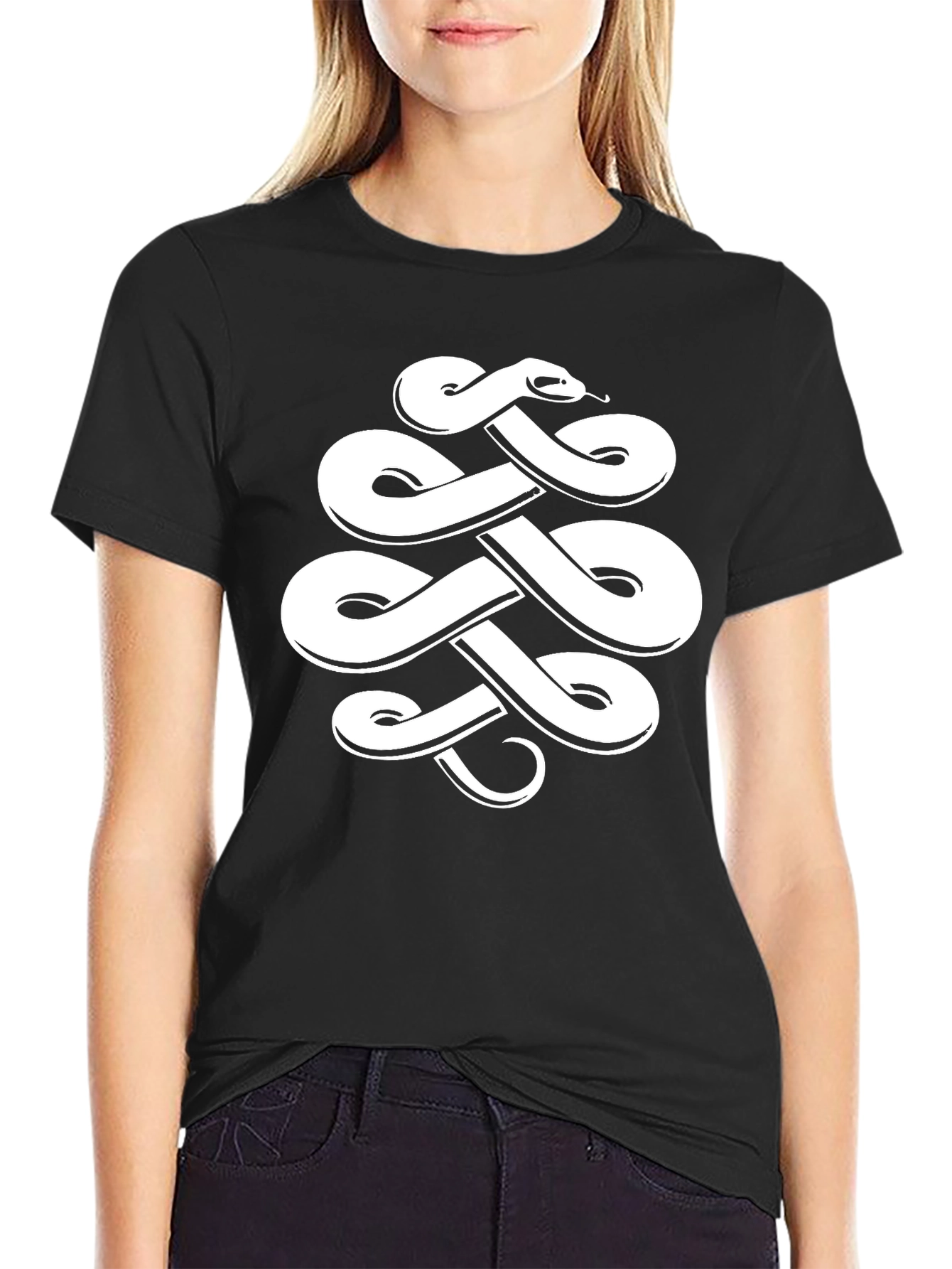 Black Snake Knot Graphic Tee - Black Casual Wear view 2