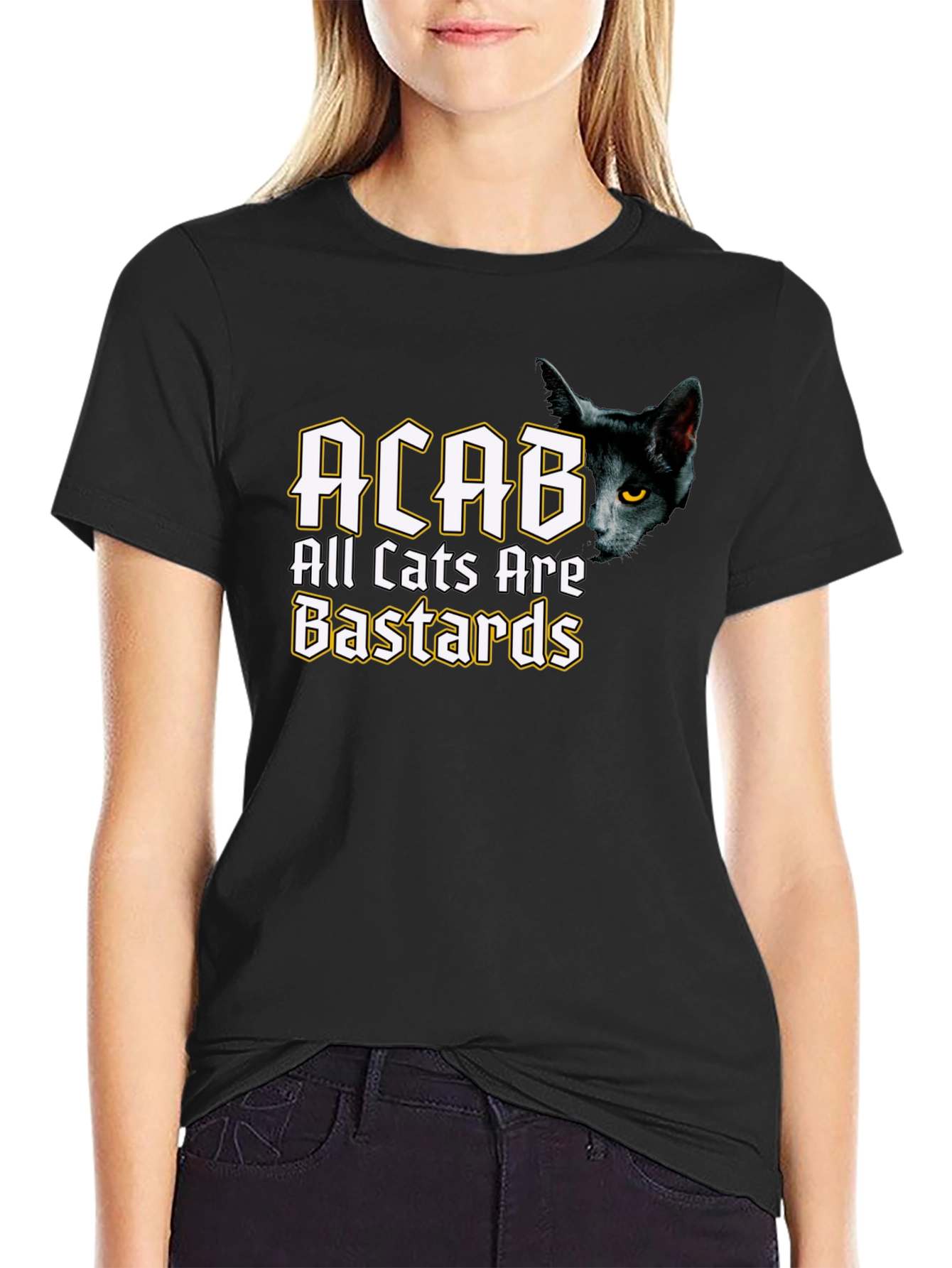 Black ACAB All Cats Are Bastards Black T-Shirt view 2