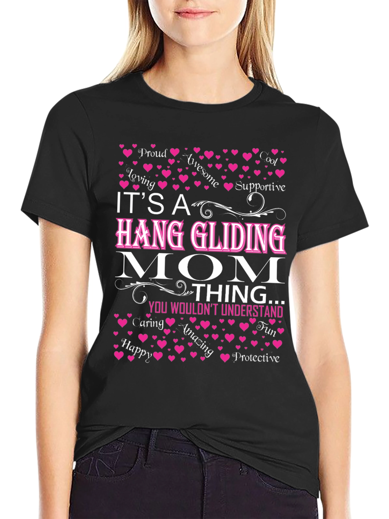 Black Hang Gliding Mom T-Shirt - Awesome Mother's Day Gift view 2