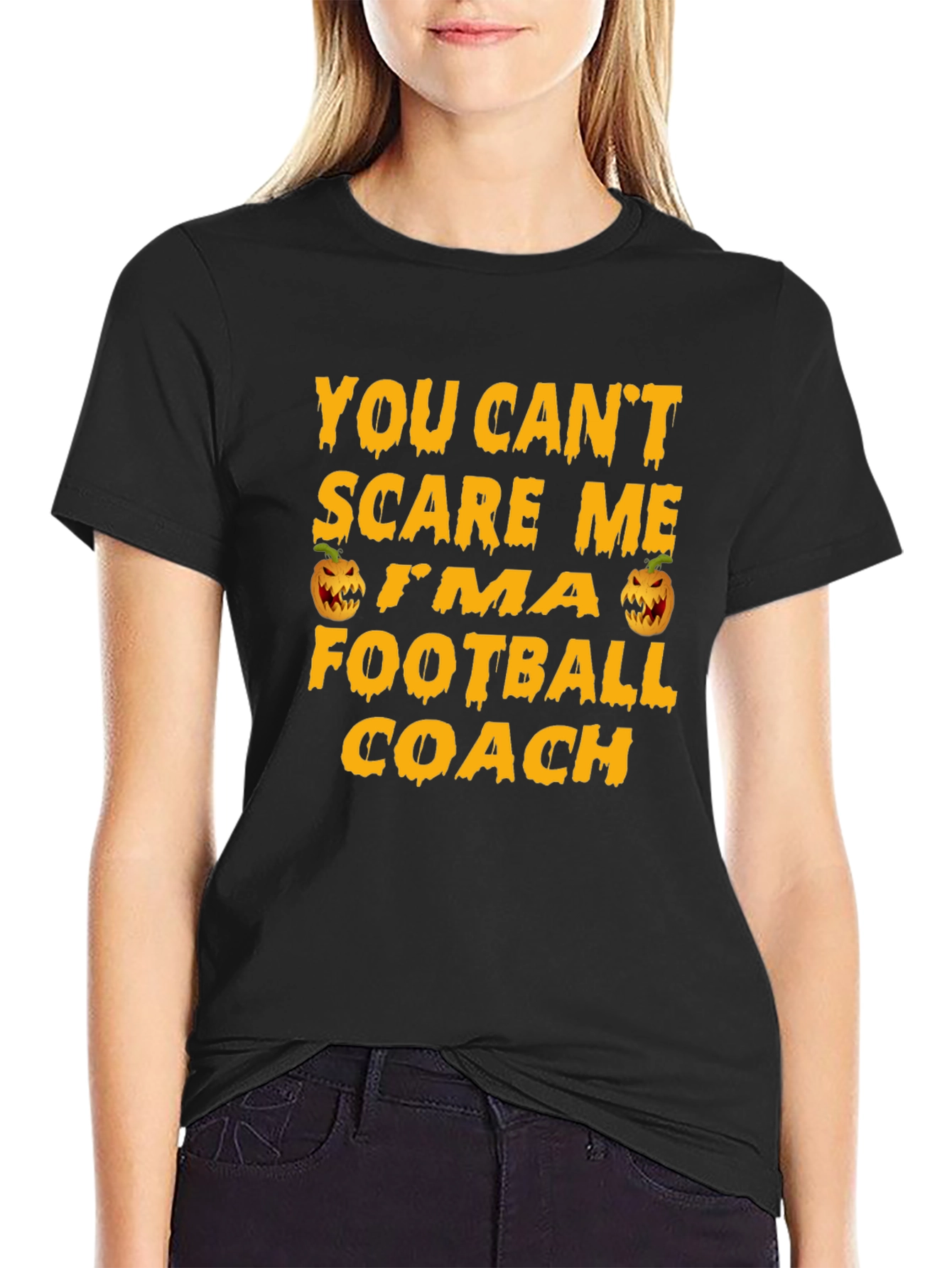 Black Funny Football Coach Halloween T-Shirt view 2