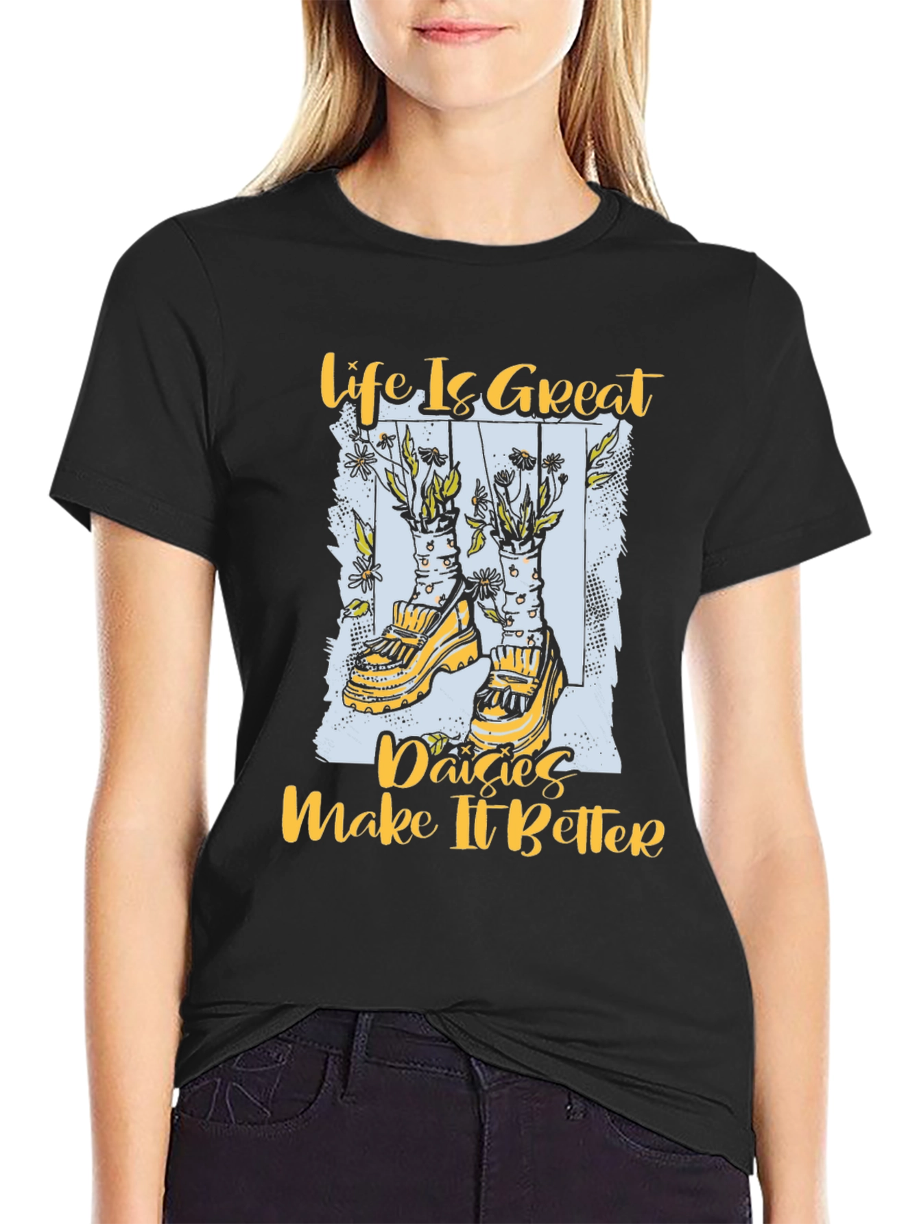 Black Life Is Great Tee: Daisies Make It Better! view 2