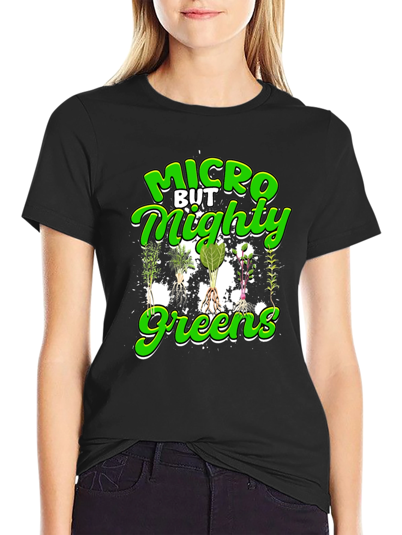 Black Micro But Mighty Greens T-Shirt - Black view 2