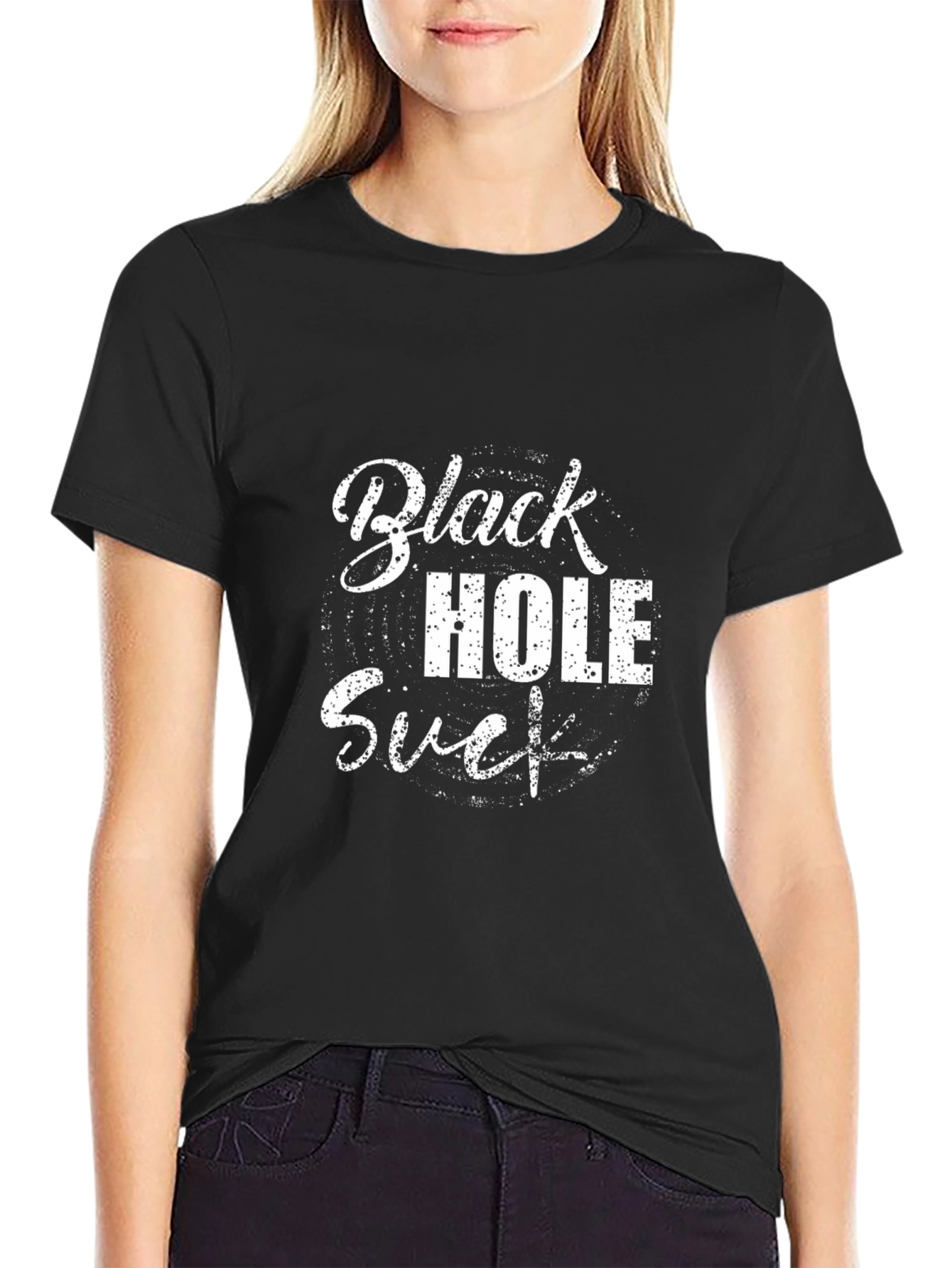 Black Black Hole Sucks Graphic T-Shirt view 2