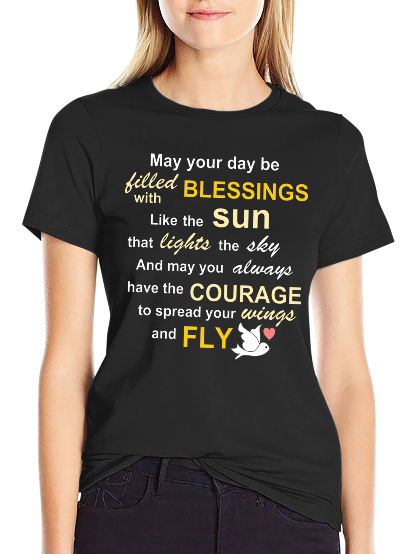 Black Inspirational Blessings Graphic T-Shirt view 2