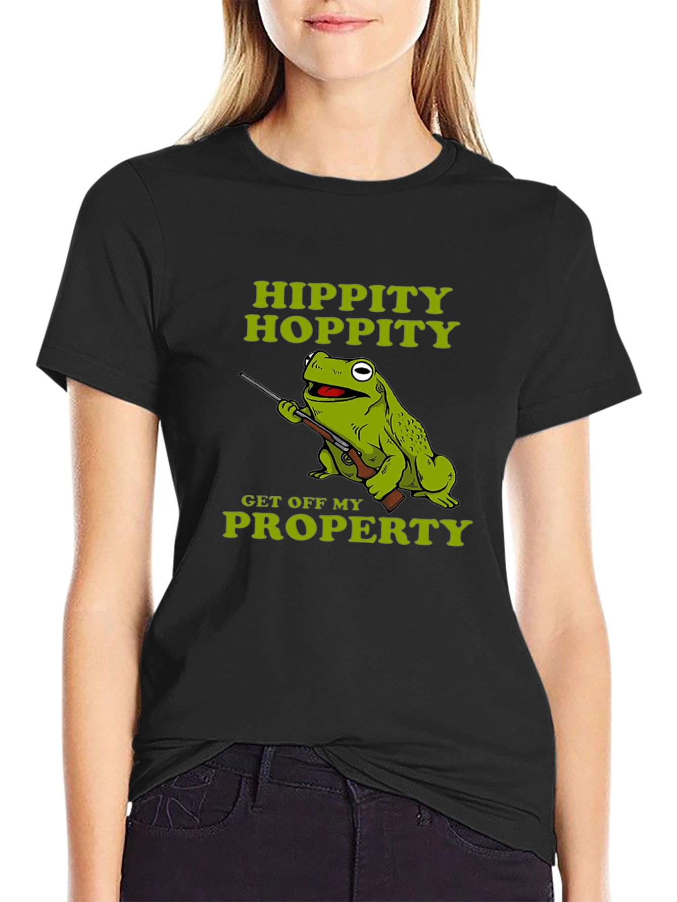 Black Hippity Hoppity Frog T-Shirt view 2