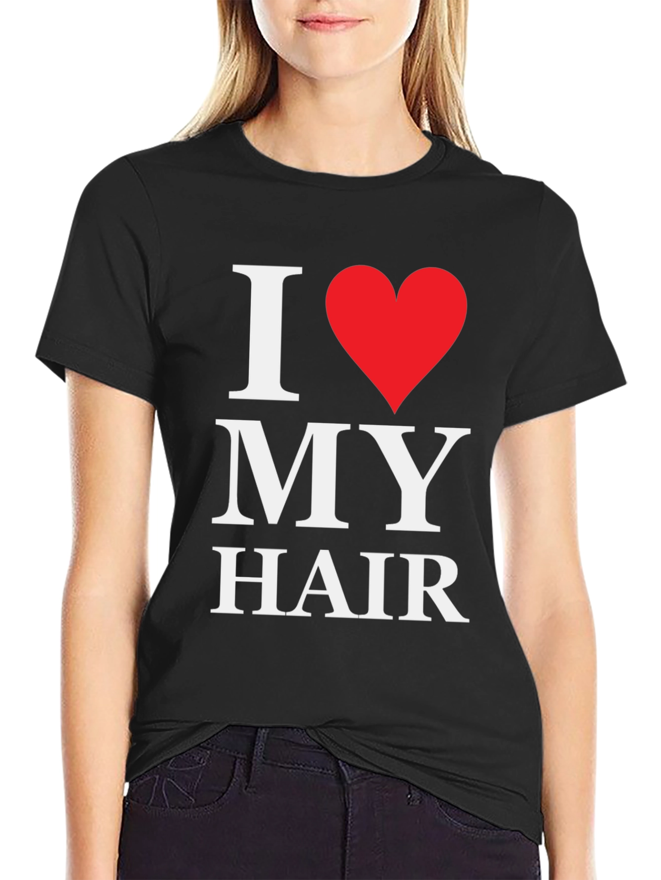 Black I Love My Hair Graphic Tee - Black Cotton T-Shirt view 2