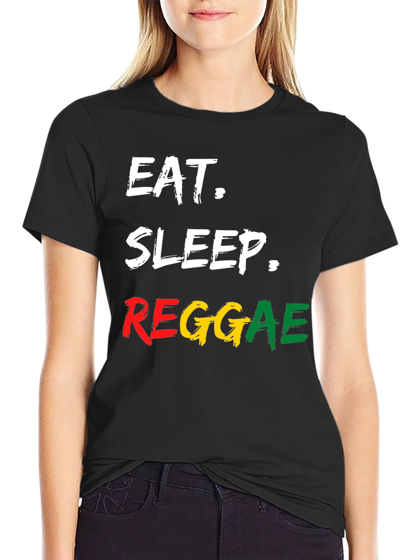 Black Eat Sleep Reggae T-Shirt - Cool Graphic Tee view 2