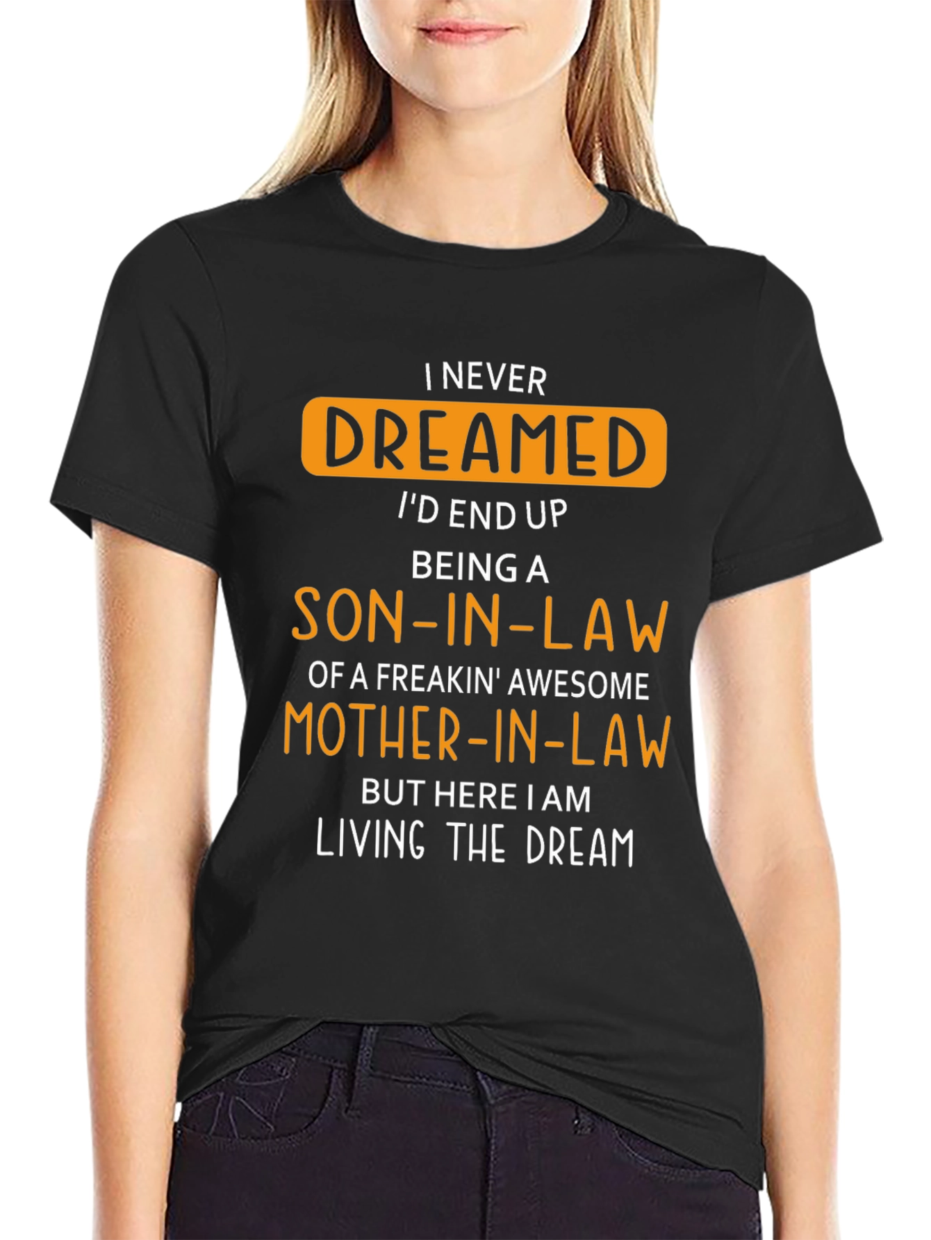 Black Funny Son-in-Law Freakin' Awesome Mother-in-Law T-Shirt view 2