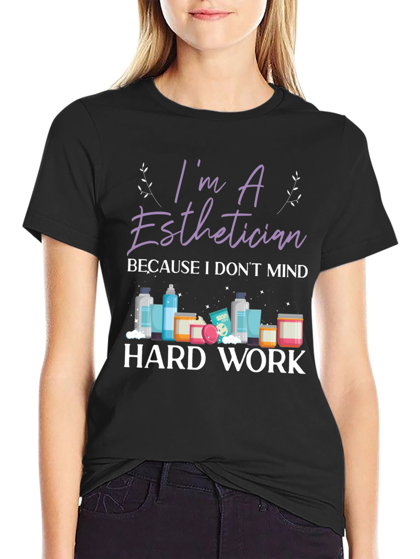 Black Esthetician Hard Work Graphic T-Shirt view 2