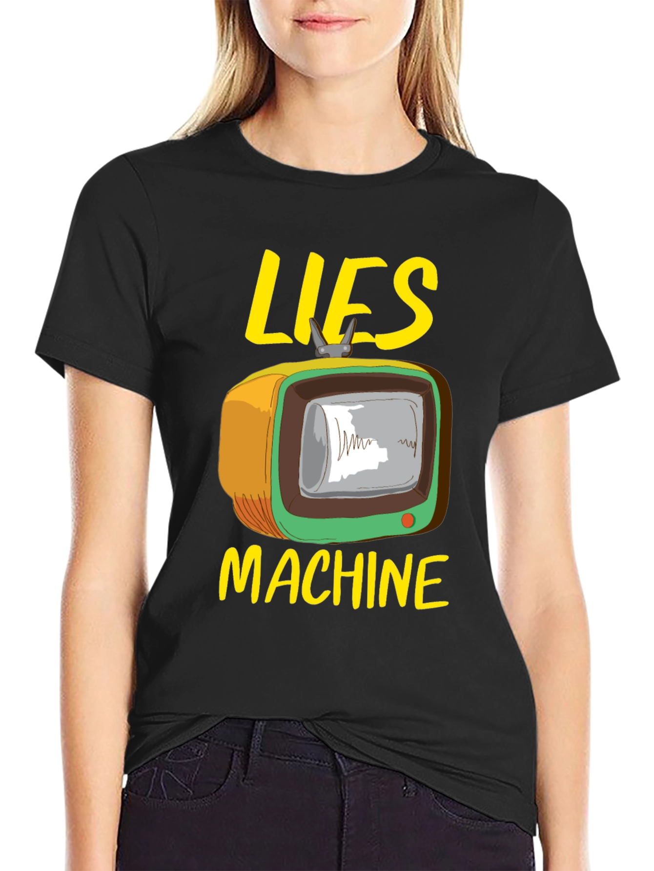 Black Lies Machine Graphic Tee - Retro TV Humor view 2