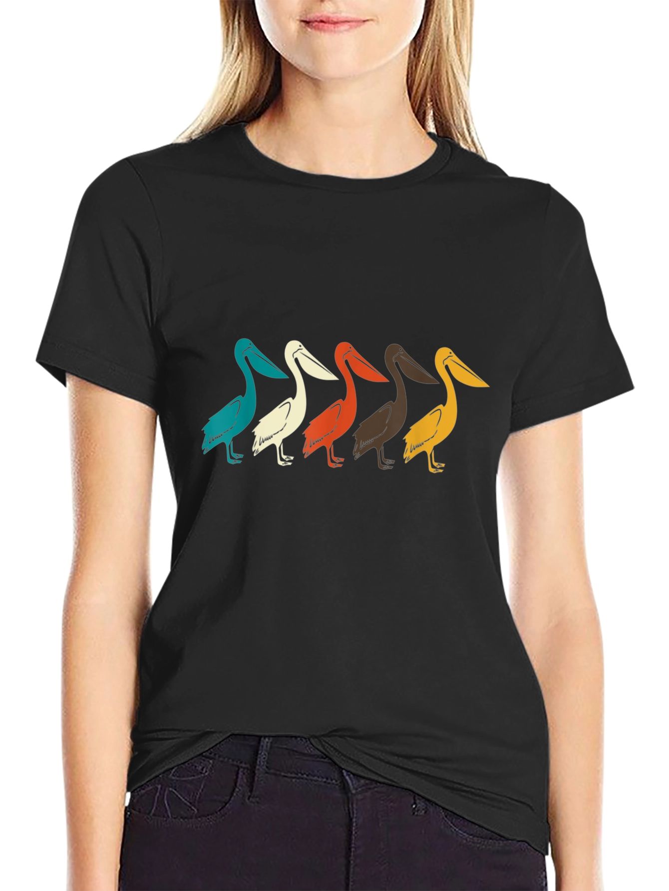 Black Retro Pelican T-Shirt view 2