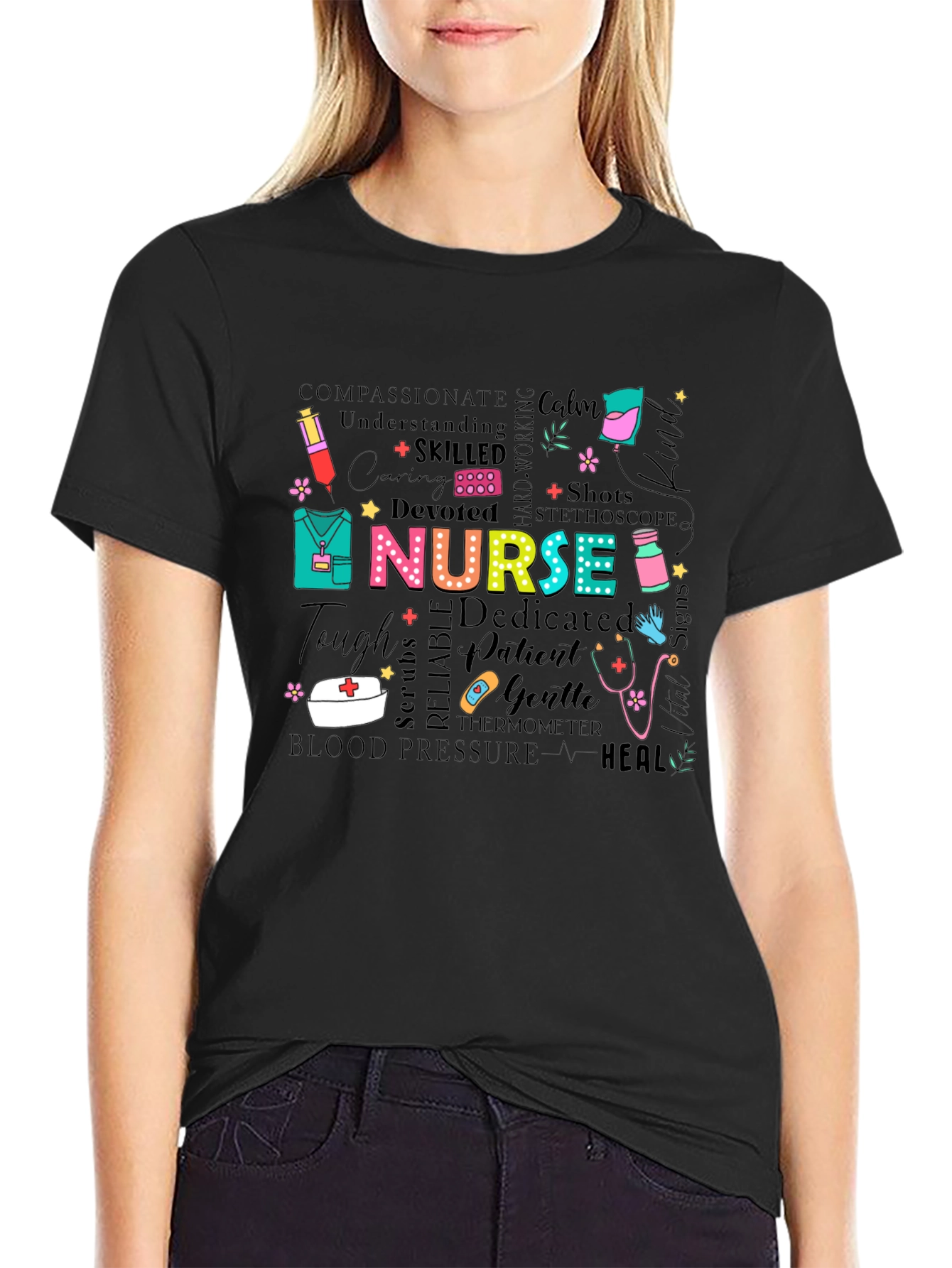 Black Nurse Graphic T-Shirt - Medical Professional Apparel view 2