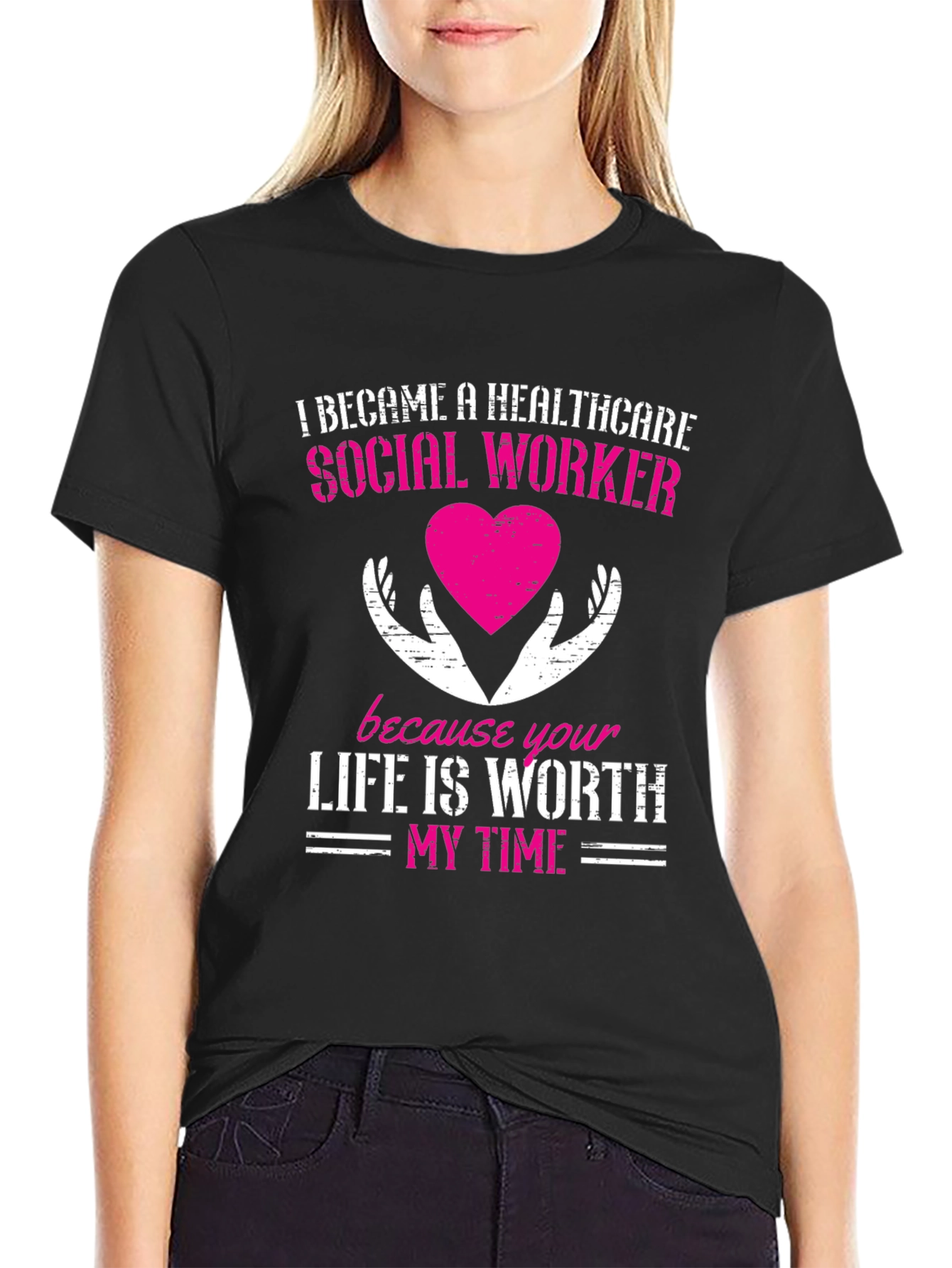 Black Healthcare Social Worker Graphic T-Shirt view 2