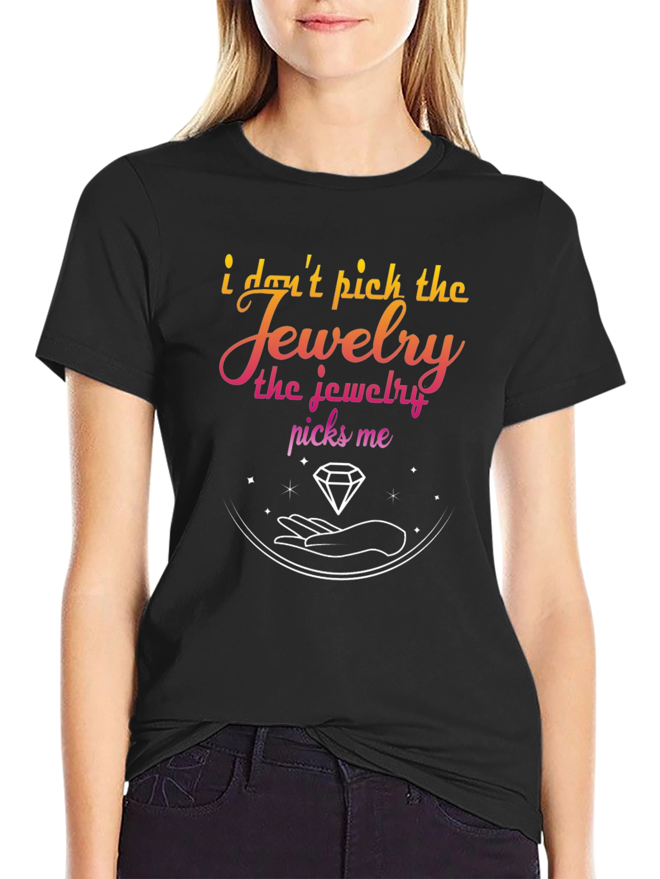 Black Jewelry Picks Me Graphic T-Shirt - Stylish & Unique view 2