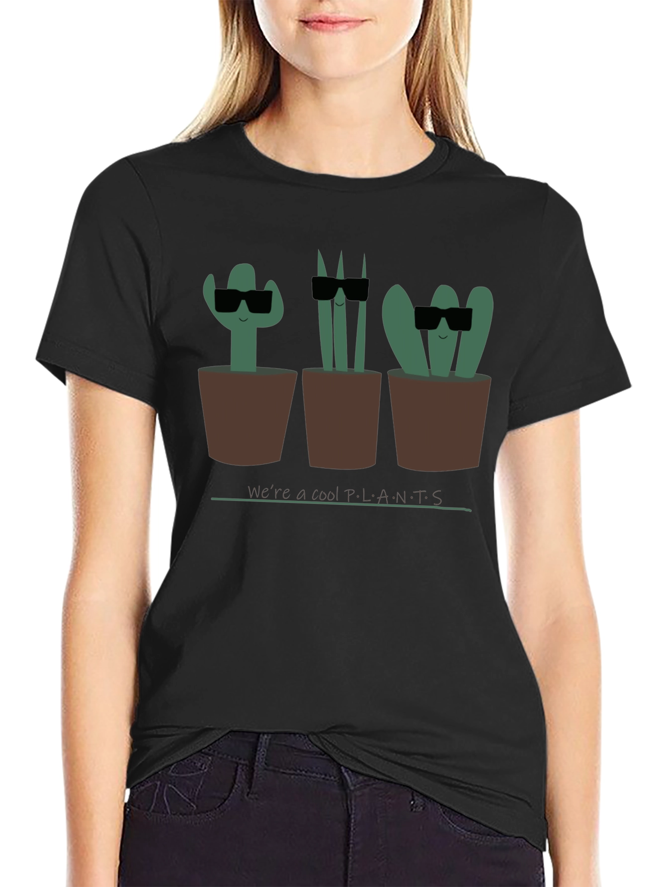 Black Cool Plants Graphic Tee - Unisex Black T-Shirt view 2