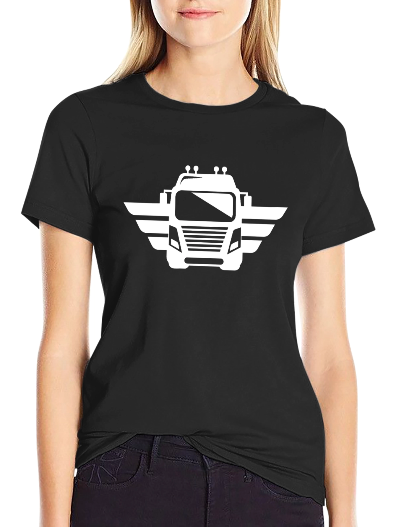 Black Trucker Winged Tee - Black Graphic T-Shirt view 2