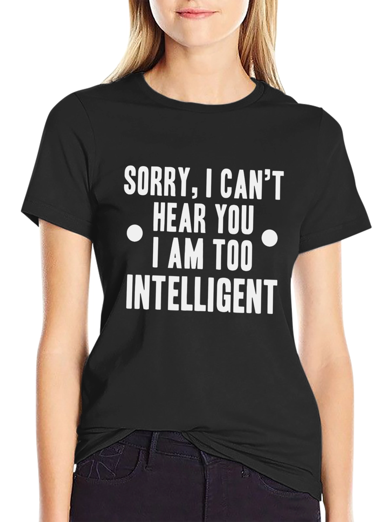 Black Funny Intelligent Slogan T-Shirt view 2