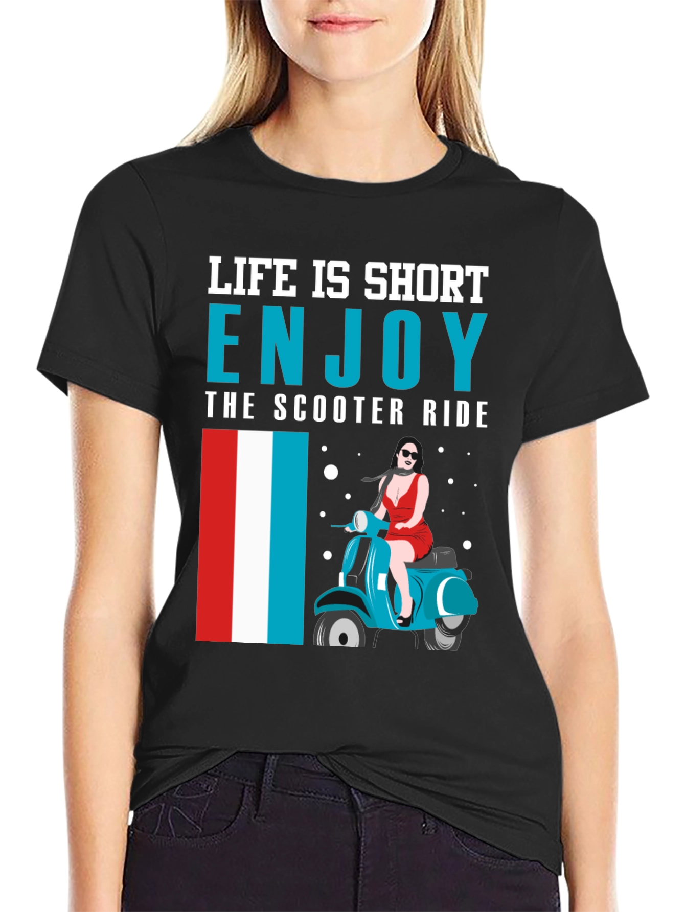 Black Life is Short Enjoy the Scooter Ride Graphic Tee view 2