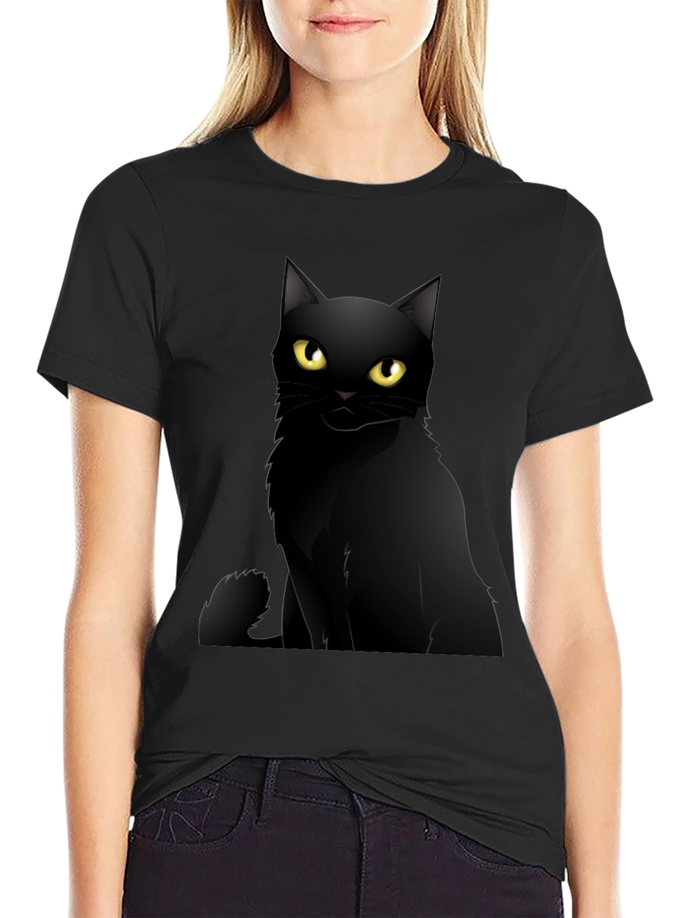 Black Black Cat Graphic Tee - Men's Casual T-Shirt view 2