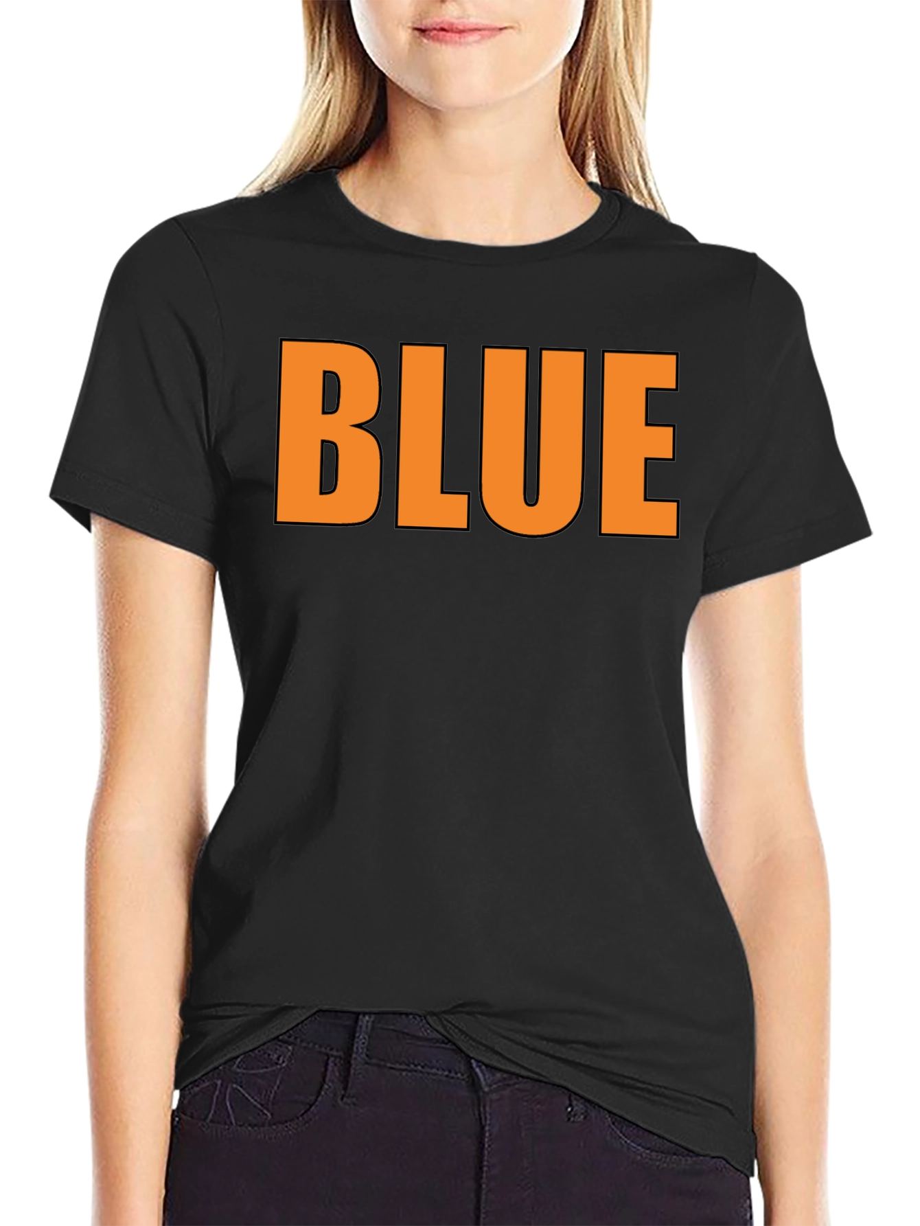Black Bold Text Tee - "BLUE" Graphic T-Shirt, Modern Fit view 2