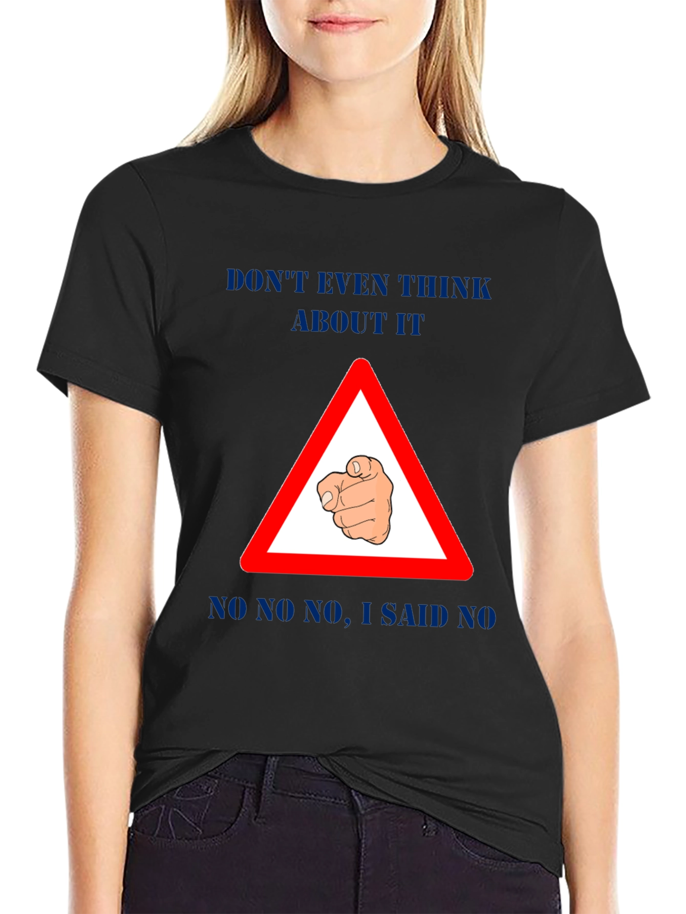 Black Funny "Don't Even Think About It" Graphic T-Shirt view 2