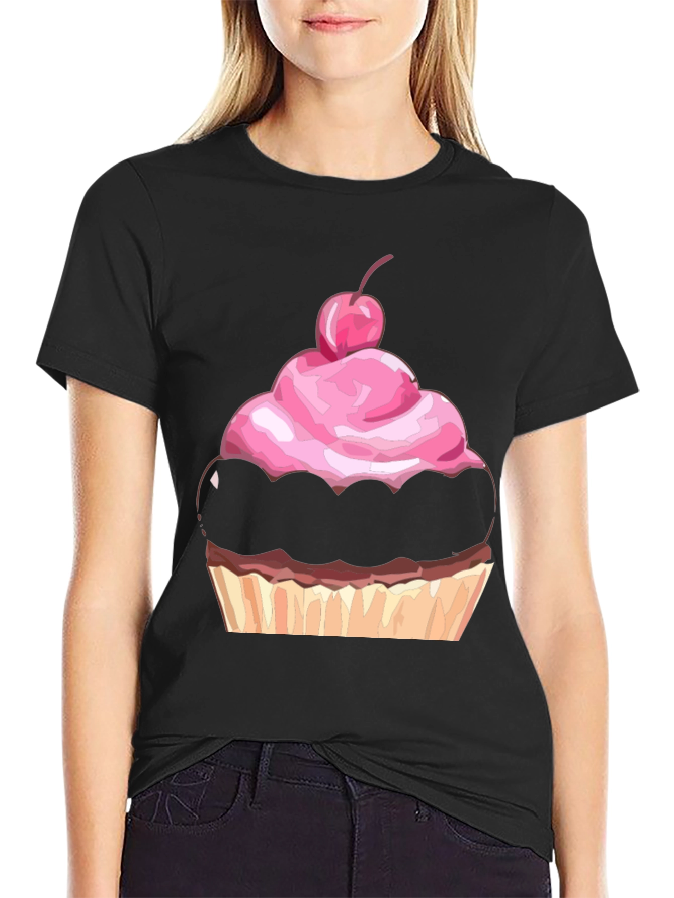 Black Cupcake T-Shirt, Funny Dessert Tee view 2