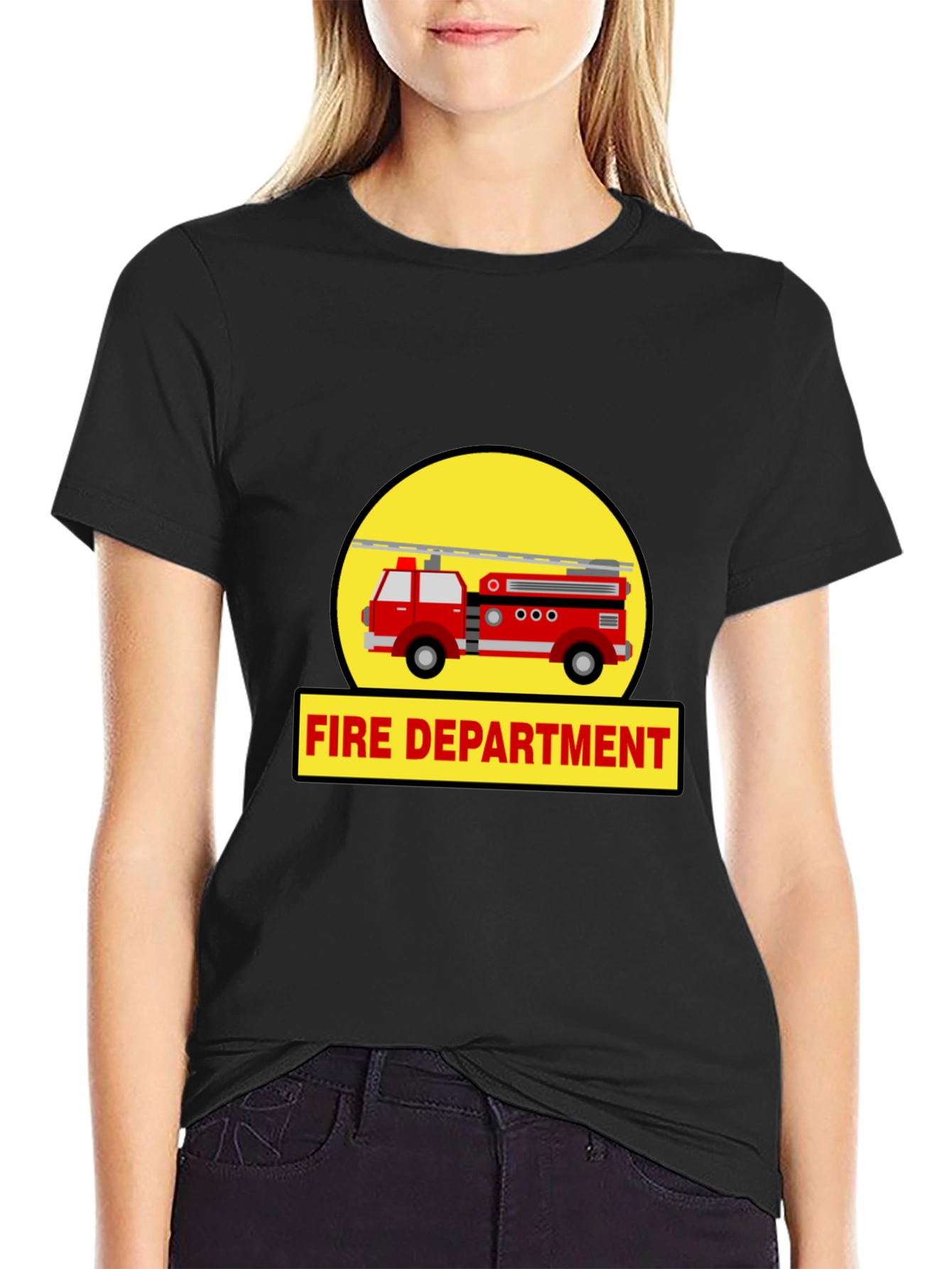 Black Fire Department Truck Graphic Tee view 2