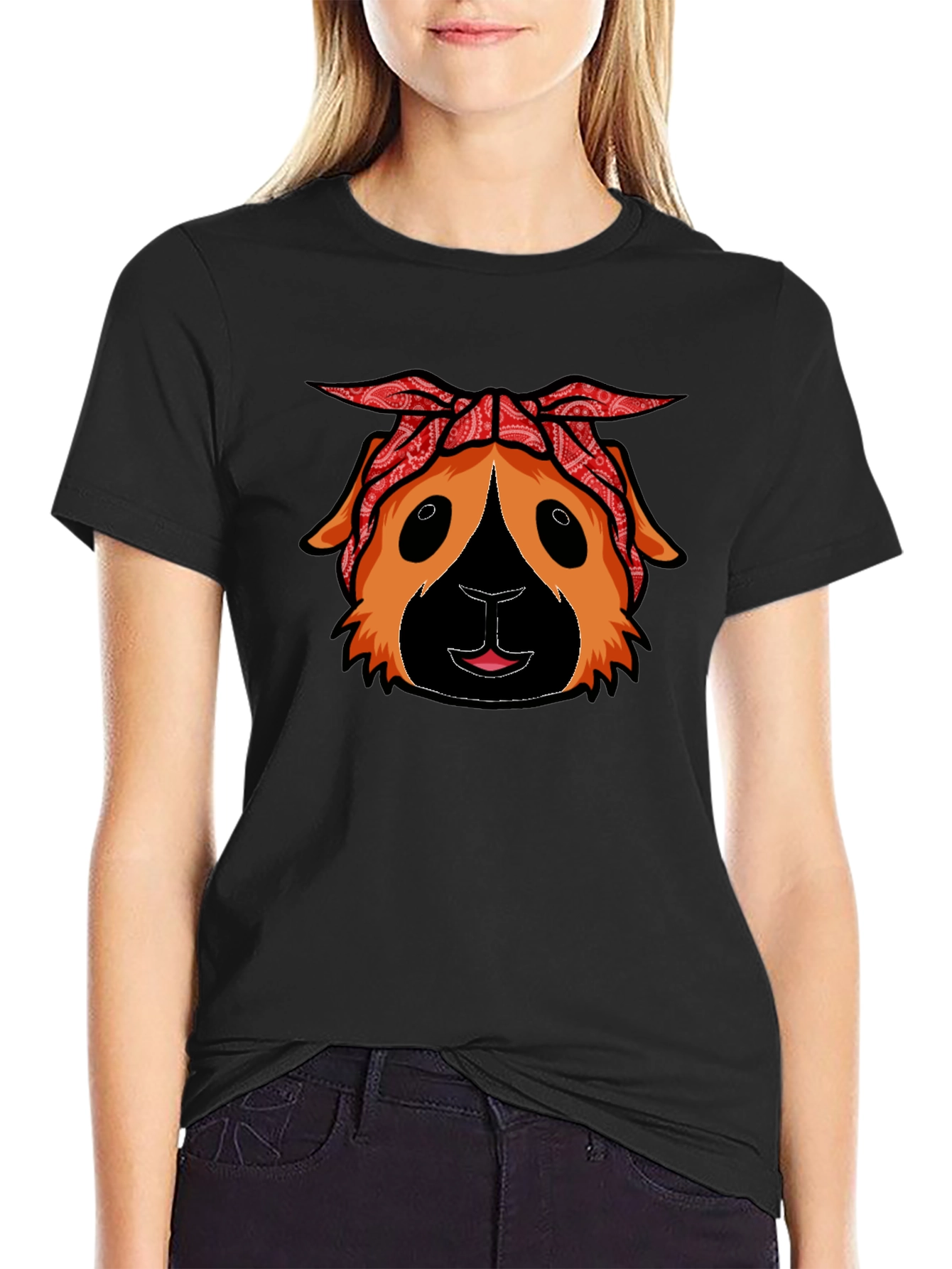 Black Guinea Pig Bandana T-Shirt - Black view 2
