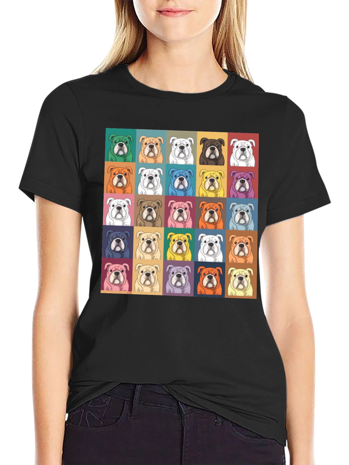 Black Bulldog Pop Art Men's Graphic Tee view 2