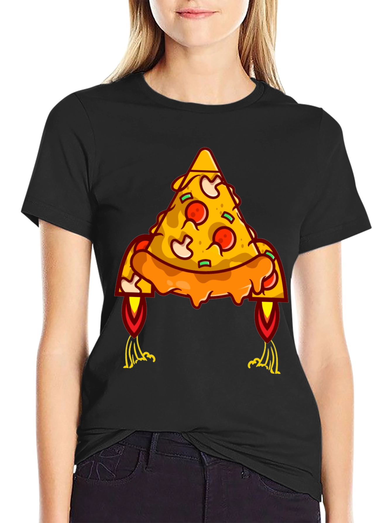 Black Pizza Rocket Graphic Tee - Black view 2