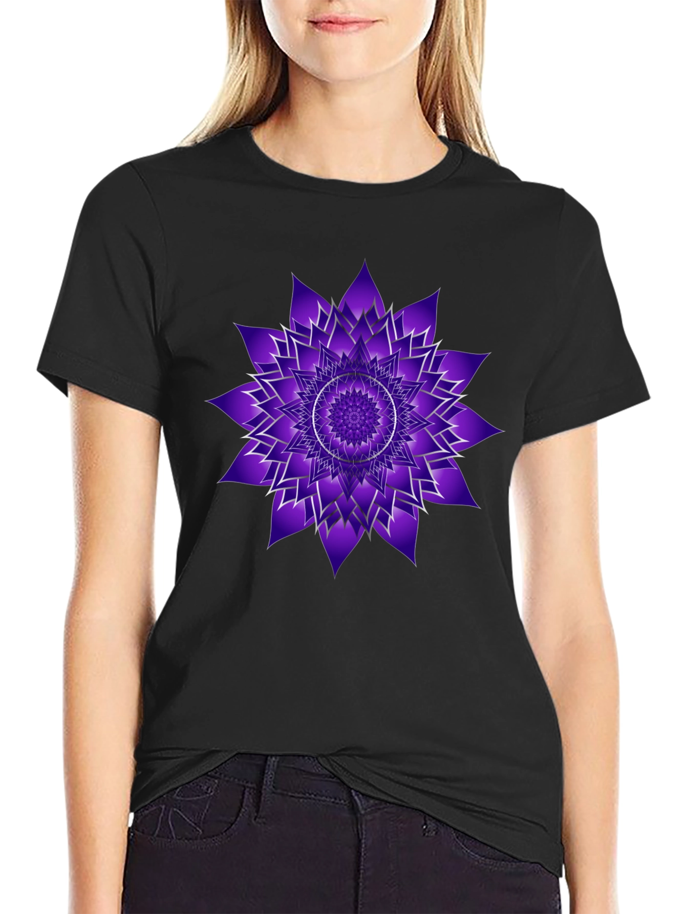 Black Crown Chakra Black T-Shirt - Spiritual Design view 2