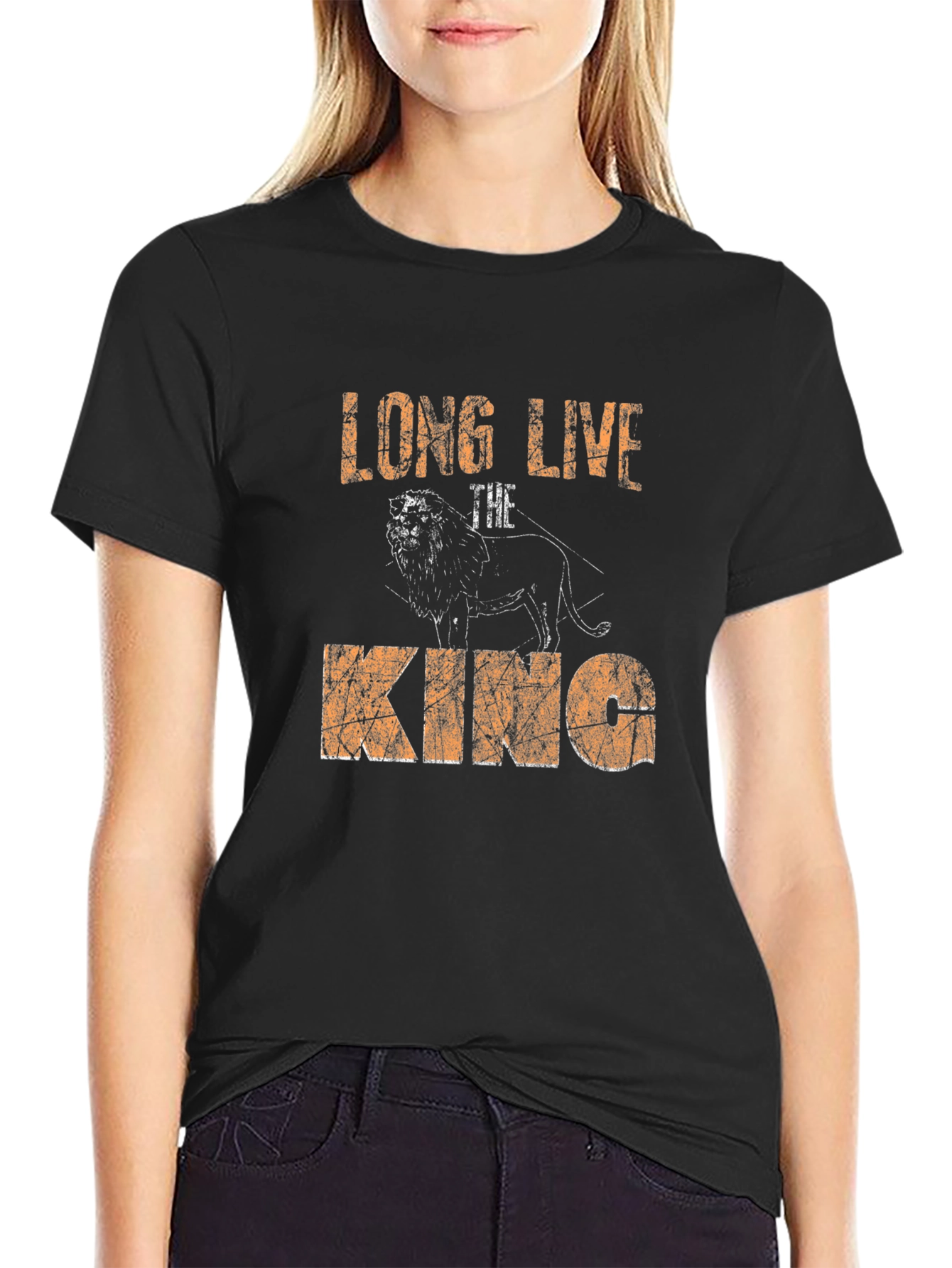 Black Long Live The King Lion Graphic Tee view 2
