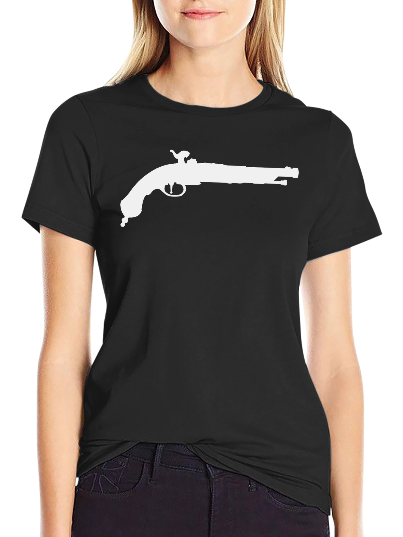 Black Pirate Flintlock Graphic Tee - Black Cotton T-Shirt view 2