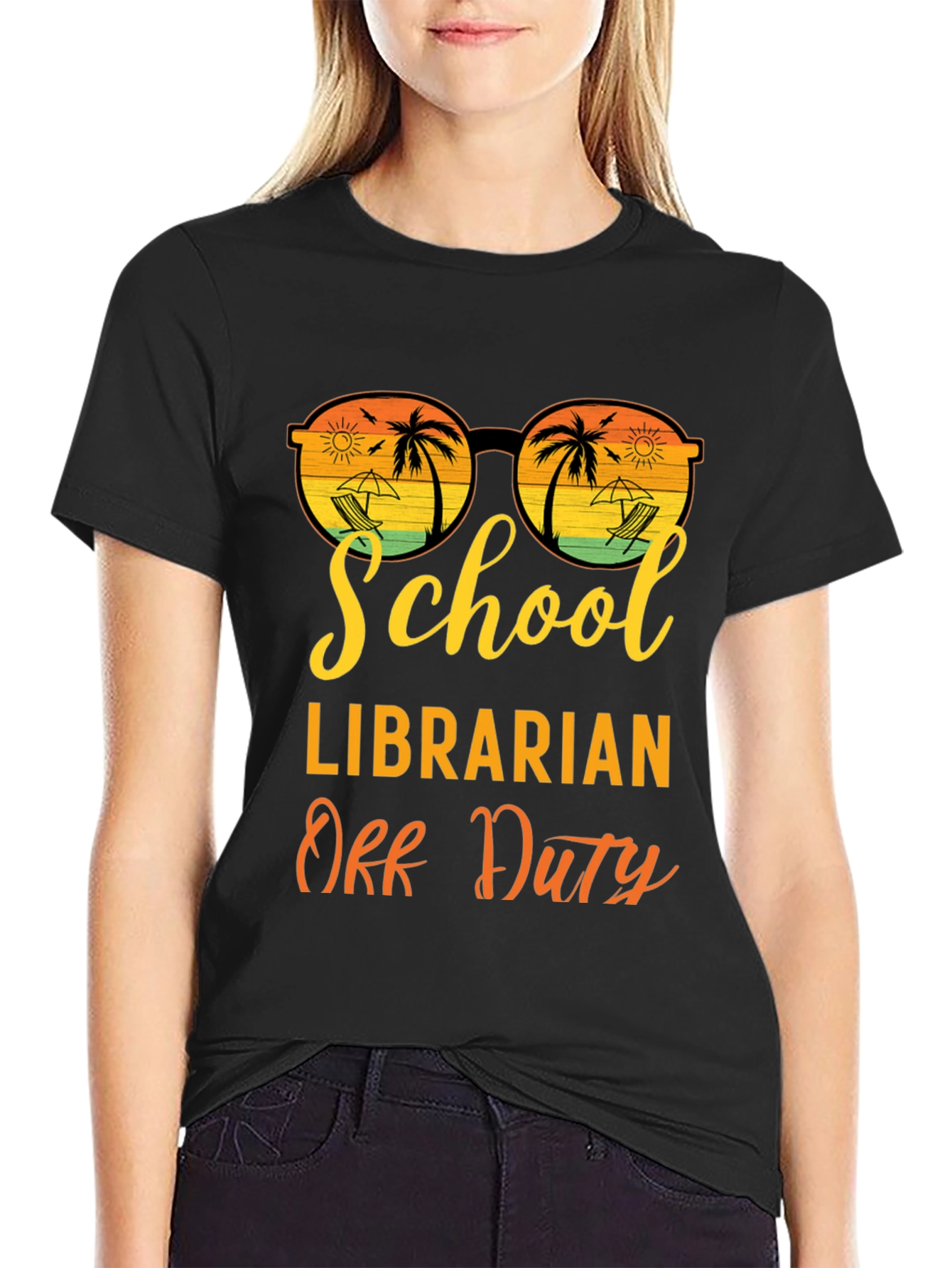 Black School Librarian Off Duty Graphic T-Shirt view 2