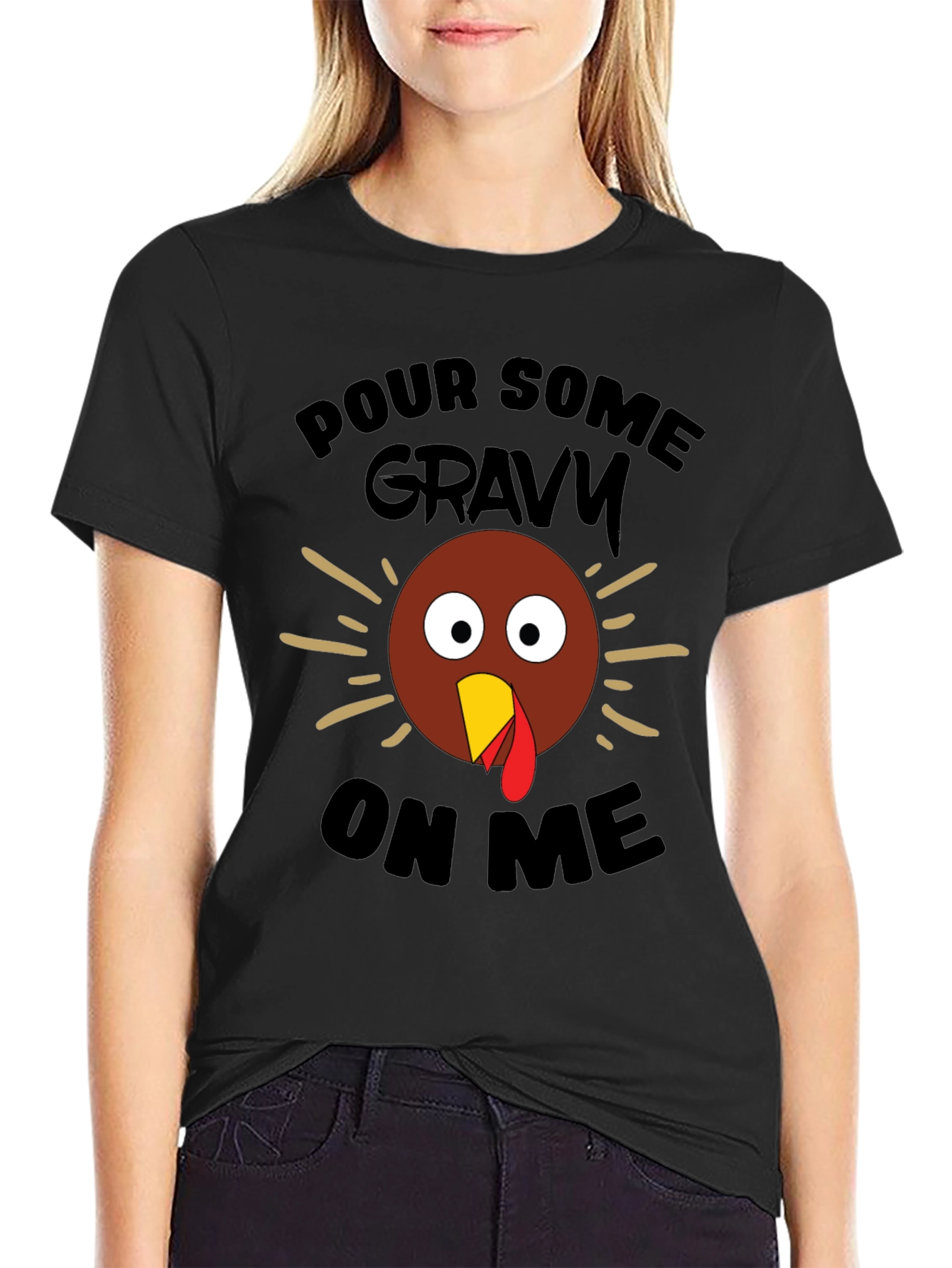 Black Funny Thanksgiving Turkey Gravy T-Shirt view 2